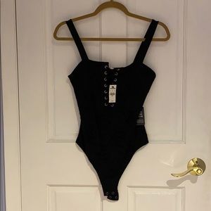 Brand New Express Black Floral Lace Bodysuit